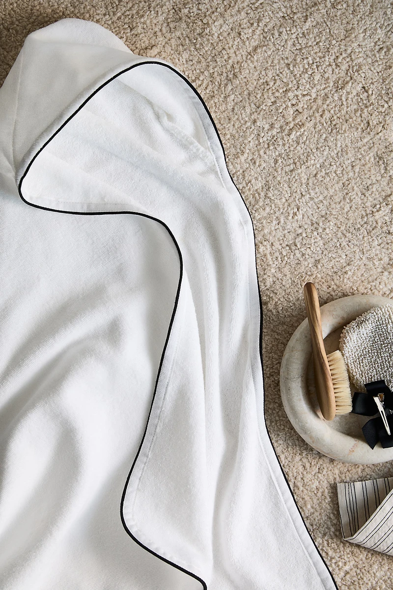 Piping-Detail Hooded Bath Towel