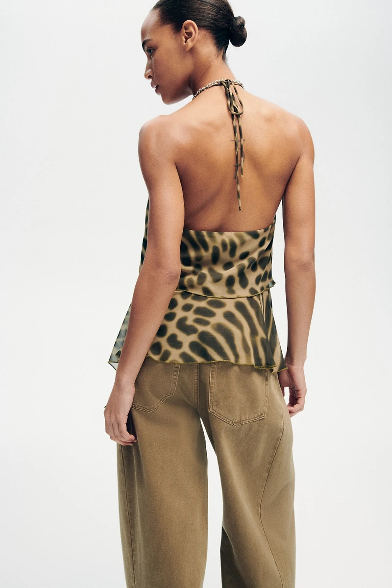 Draped-Panel Halterneck Top