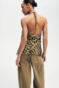 Draped-Panel Halterneck Top