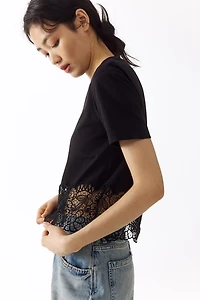 Lace-Trimmed T-Shirt