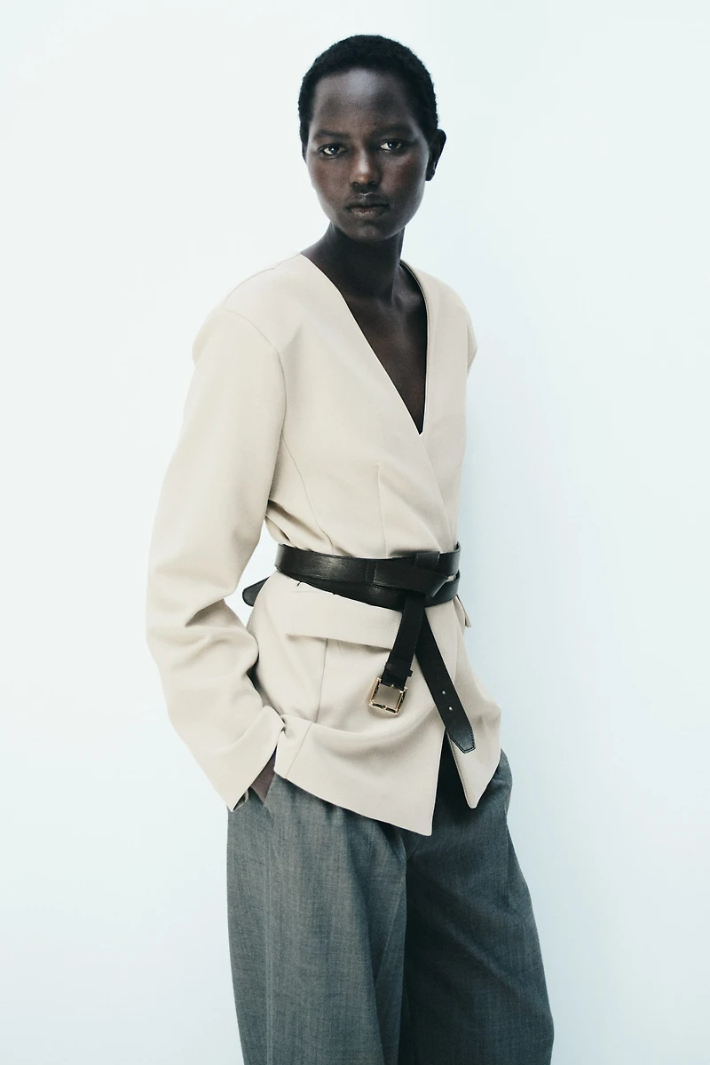 Blazer sans col en jersey