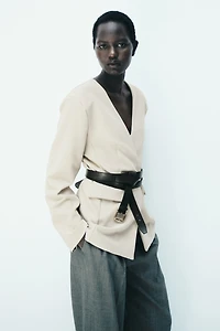 Blazer sans col en jersey