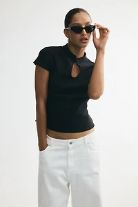 Viscose-Blend Top with Keyhole Detail