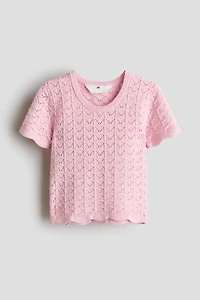 Crochet-Look Pointelle-Knit Top