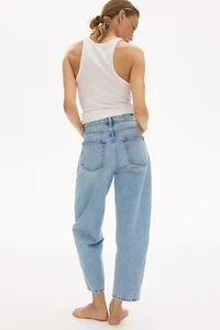 High-Waist Barrel-Leg Ankle Jeans