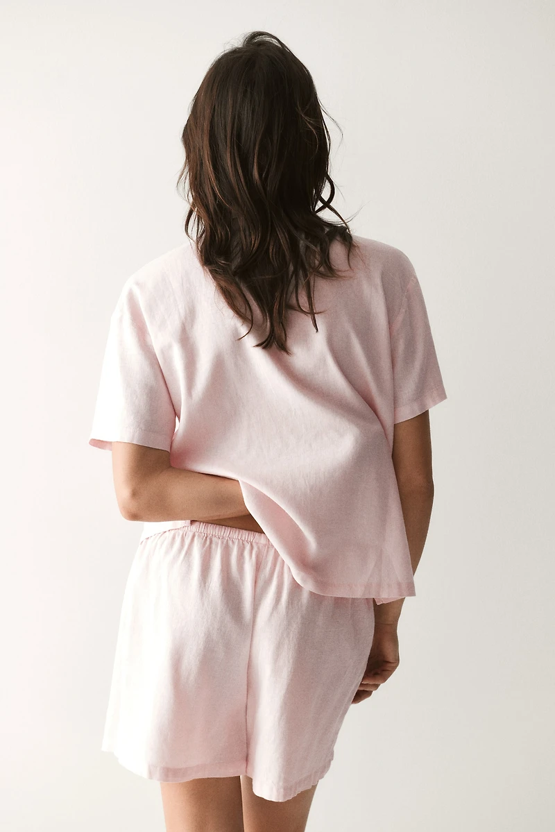 Linen-Blend Pajamas