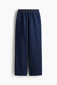 Pull-on denim trousers