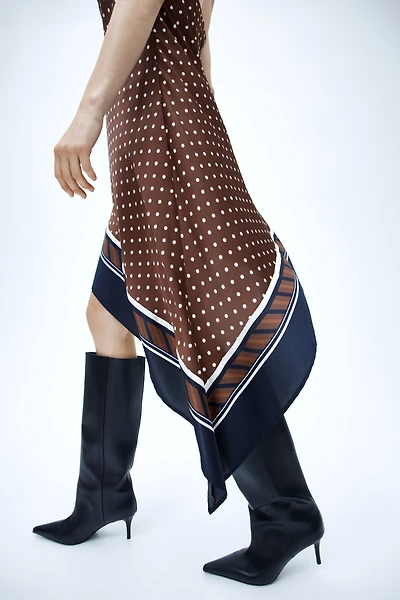 Asymmetric Satin Halterneck Dress