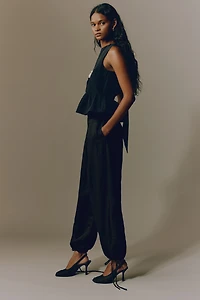 Crinkled Barrel-Leg Pants