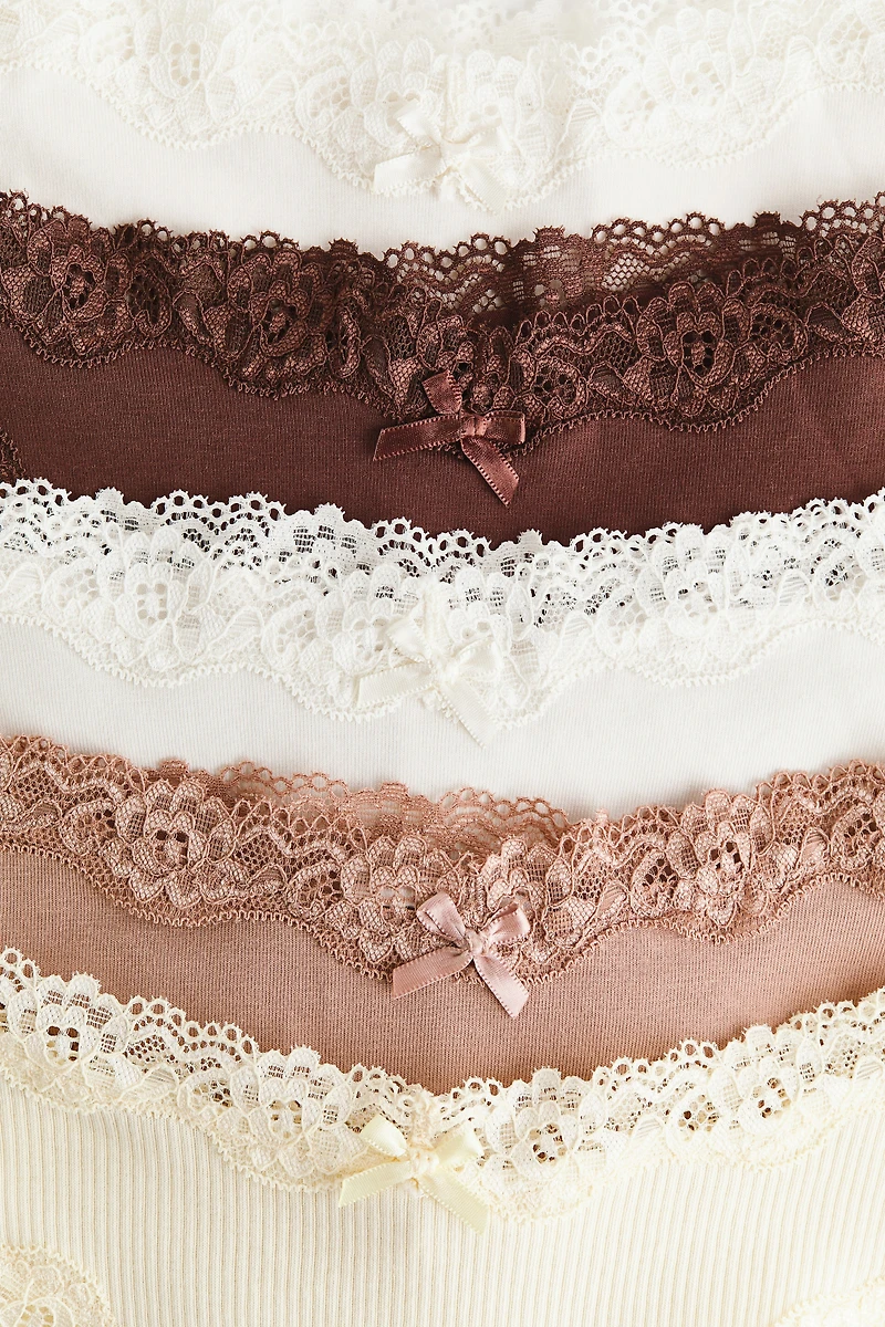 5-pack Cotton and Lace Brazilian Briefs