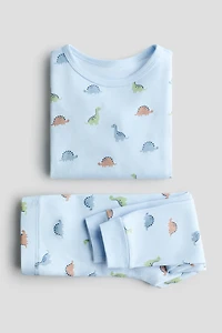 Snug-Fit Printed Cotton Pajamas
