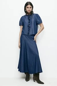 Blouse volantée en denim