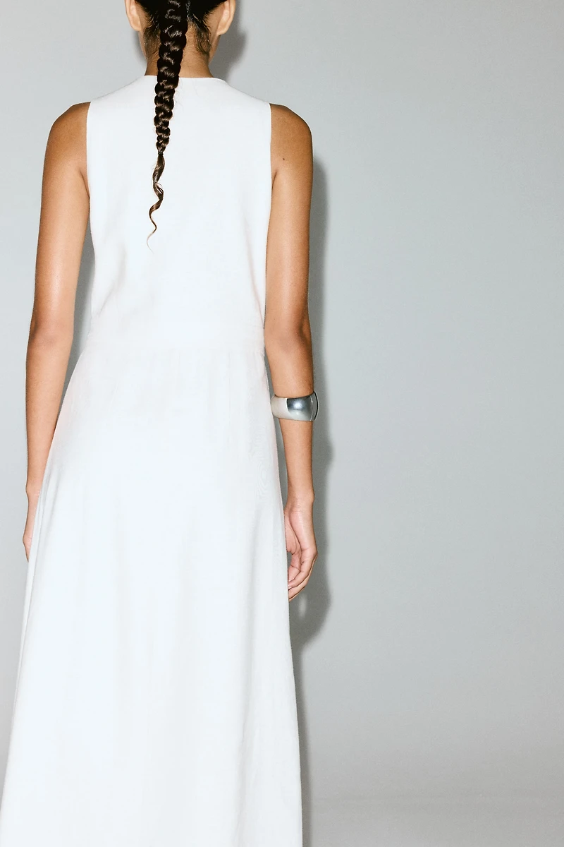 Linen-Blend Wrap Dress