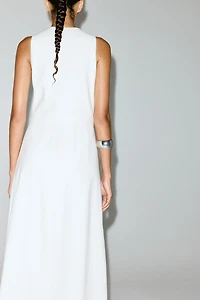 Linen-Blend Wrap Dress