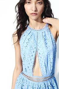 Eyelet-Embroidered Poplin Dress