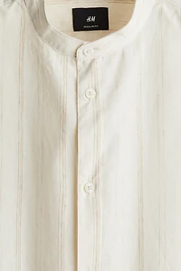 Regular-Fit Linen-Blend Band-Collar Shirt