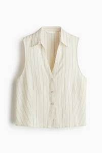 Linen-Blend Sleeveless Shirt