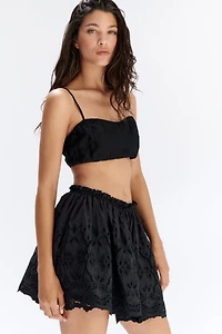 Eyelet-Embroidered Drawstring Skirt