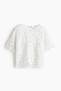 Oversized Crochet-Look Blouse