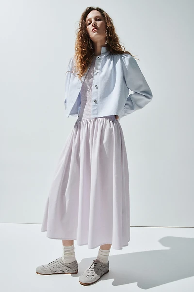 Robe nid d'abeille en crépon de coton