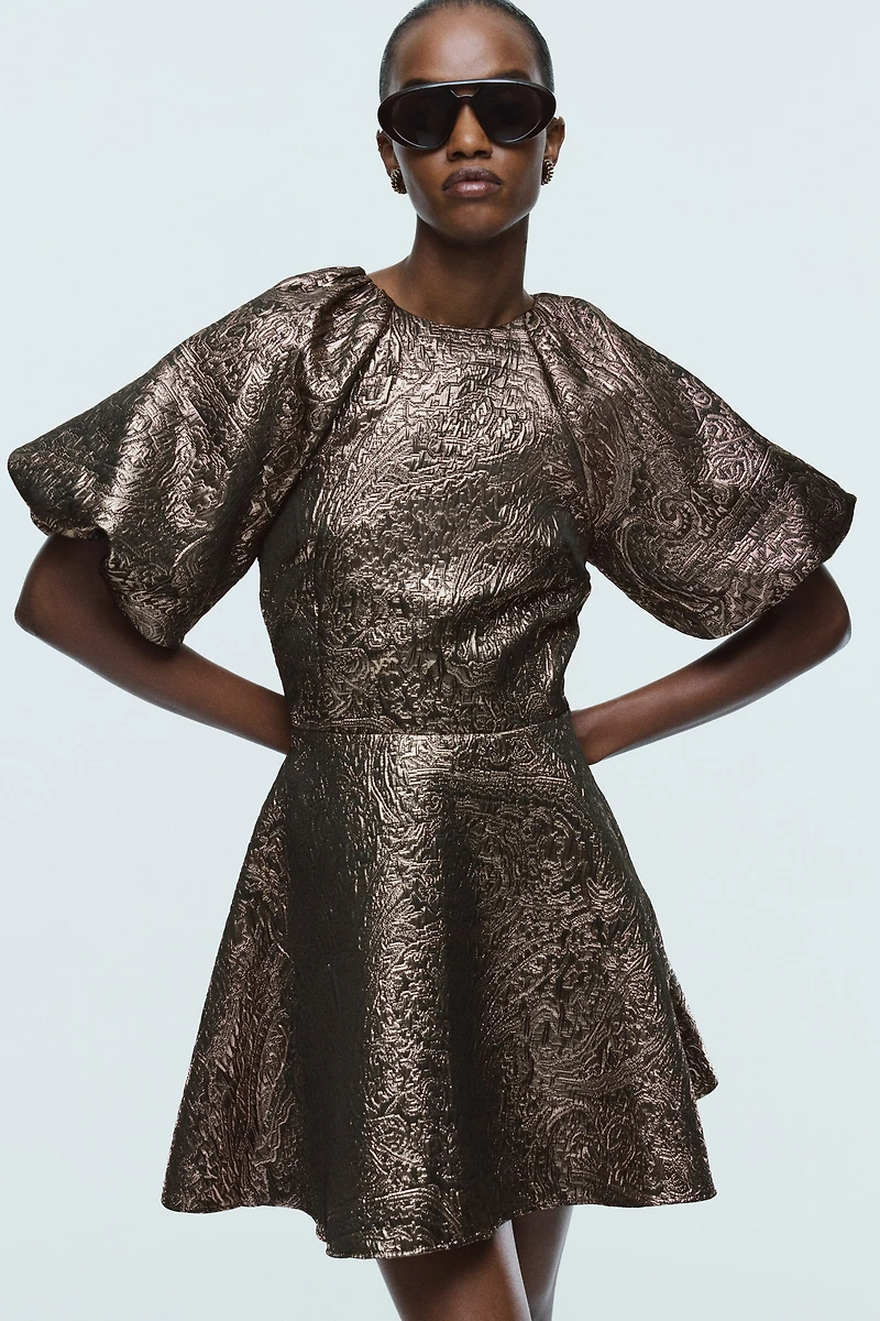 Balloon-Sleeved Dress