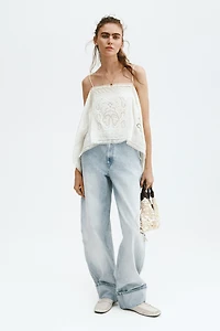 Strappy Top with Eyelet Embroidery