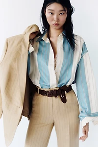 Linen-Blend Dress Pants