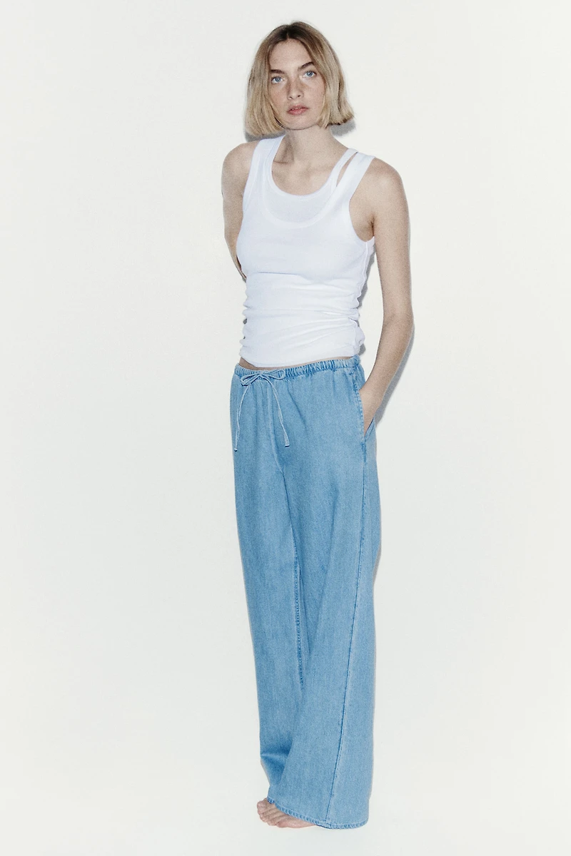 Pantalon en denim avec cordon de serrage