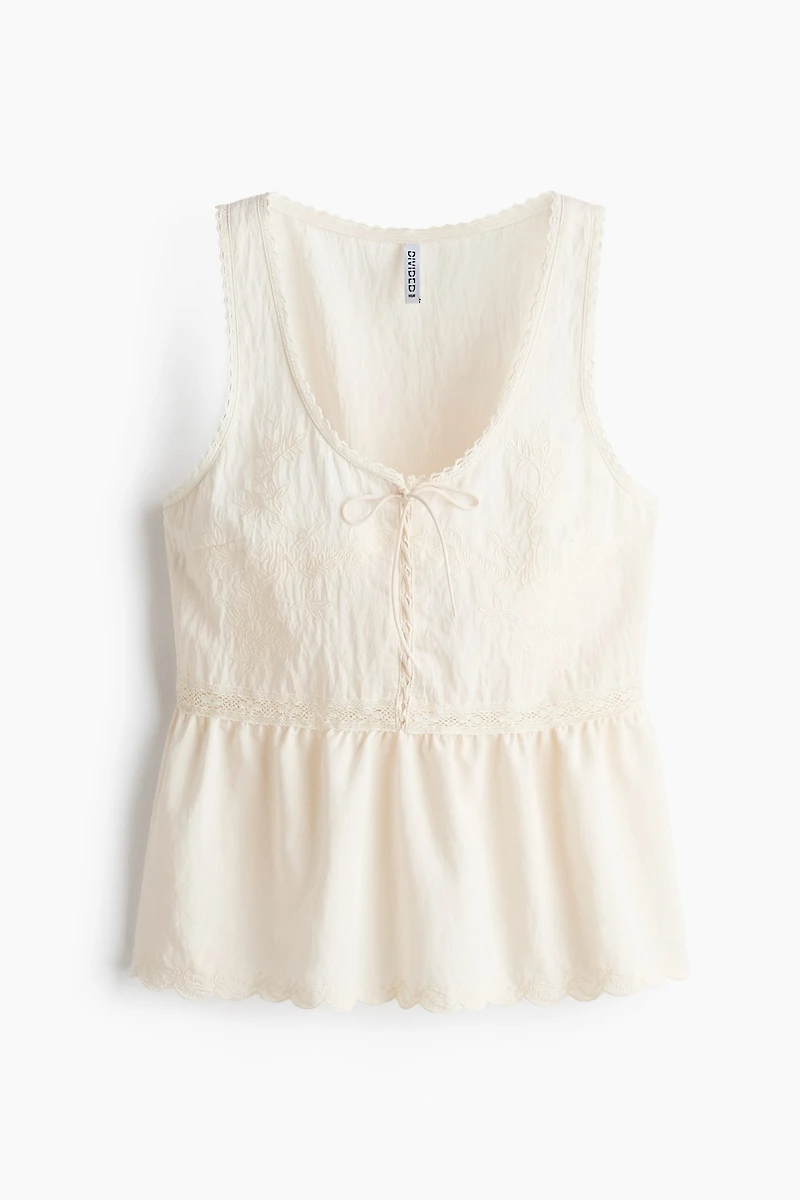 Lace-Up Peplum Top