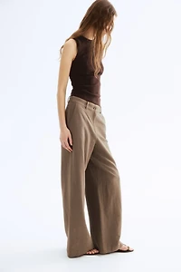 Wide-Leg Linen-Blend Pants