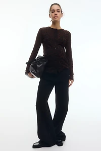 MAMA Fine-Knit Button-Front Top