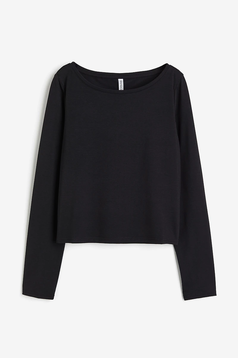 Sheer Boat-neck Top