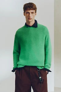 Chandail ample en point mousse de laine mélangée