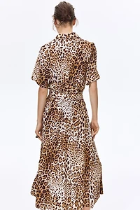 Robe chemisier avec ceinture à nouer