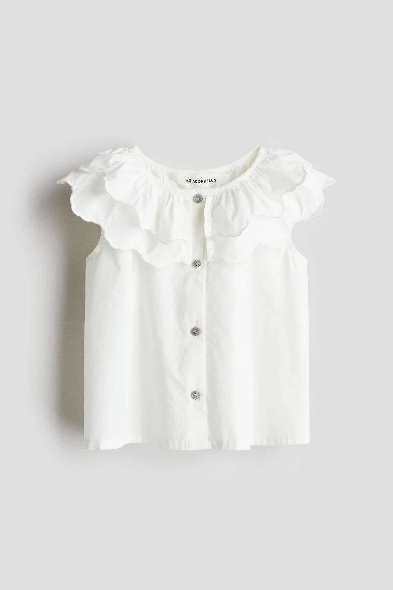 Tiered-Collar Cotton Blouse