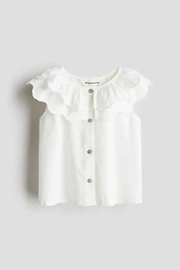 Tiered-Collar Cotton Blouse