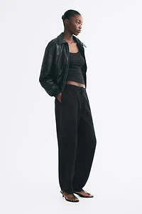 Viscose-Blend Barrel-Leg Pants