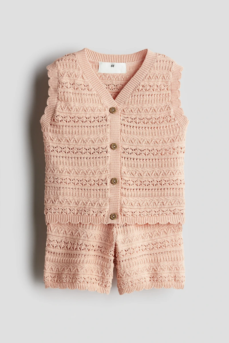 2-Piece Pattern-Knit Cotton Set
