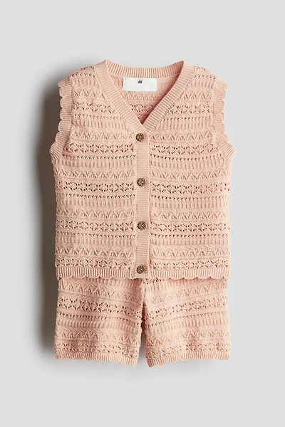 2-Piece Pattern-Knit Cotton Set