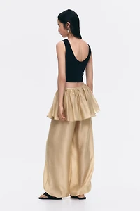 Balloon-Leg Pants with Layered Skirt
