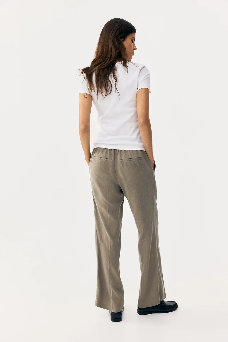 MAMA Linen-Blend Dress Pants