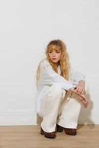 Eyelet-Embroidered Cotton Blouse