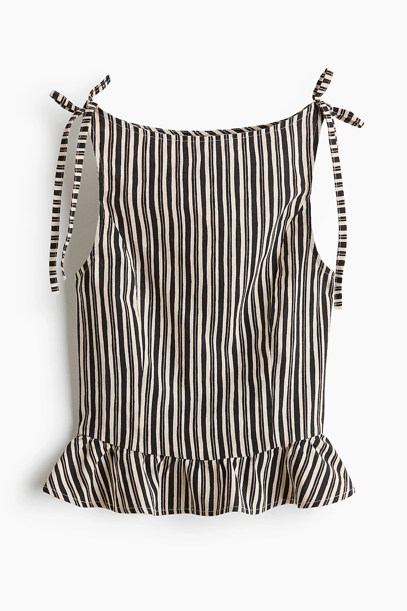 Linen-Blend Peplum Top