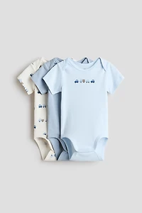 3-pack Cotton Bodysuits with Lap Shoulders