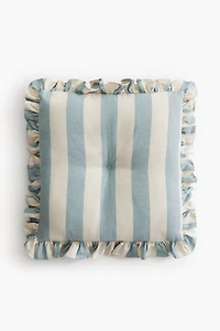 Ruffle-trimmed Cotton Seat Cushion