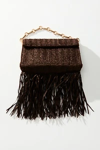 Straw Clutch Bag with Fringe