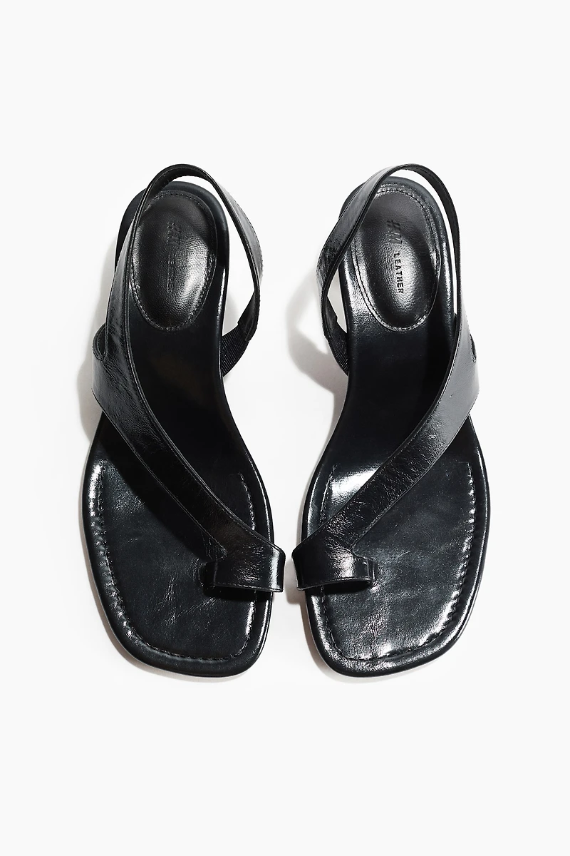 Kitten-Heeled Leather Sandals