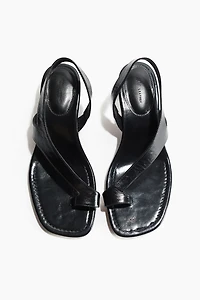 Kitten-Heeled Leather Sandals