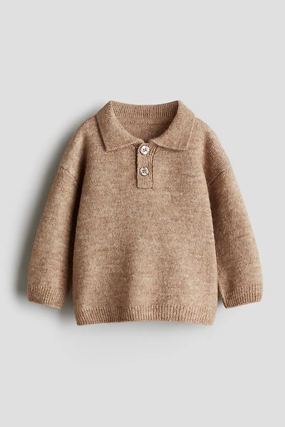 Fine-Knit Polo Sweater