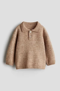 Fine-Knit Polo Sweater